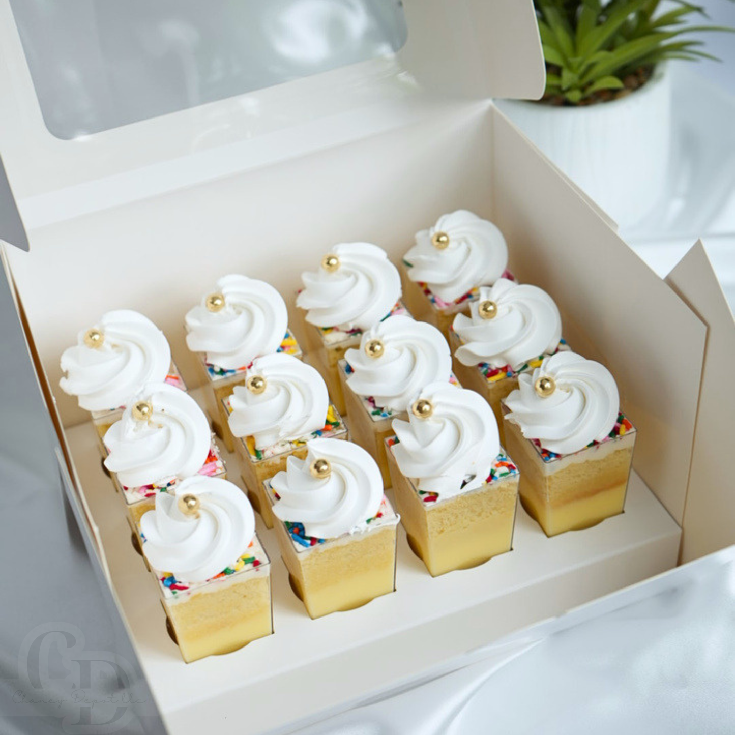 Dessert Shooter Box for 12; 3oz square and round shooter cups- Paper box