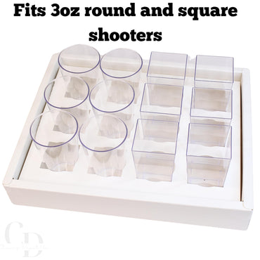 Dessert shooter square and round 3oz cup transport boxes- Clear lid