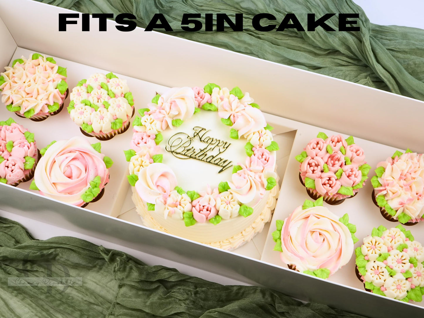 Chaney Depot LLC Bento Cake and Cupcake box with 8 cupcake cavities and 1;4-5in Cake Cavity- Clear lid