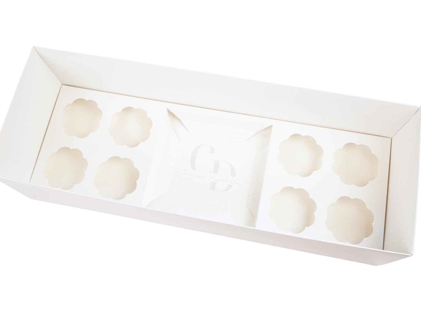 Chaney Depot LLC Bento Cake and Cupcake box with 8 cupcake cavities and 1;4-5in Cake Cavity- Clear lid