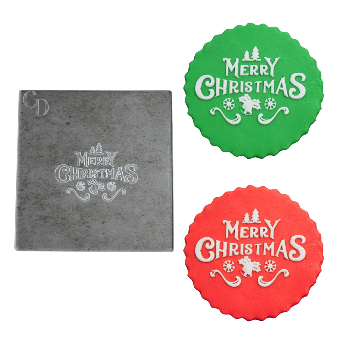 Merry Christmas Cookie Stamp, Acrylic Fondant Embosser, Decorative Cake Topper with Snowflake Design- 1 Pack
