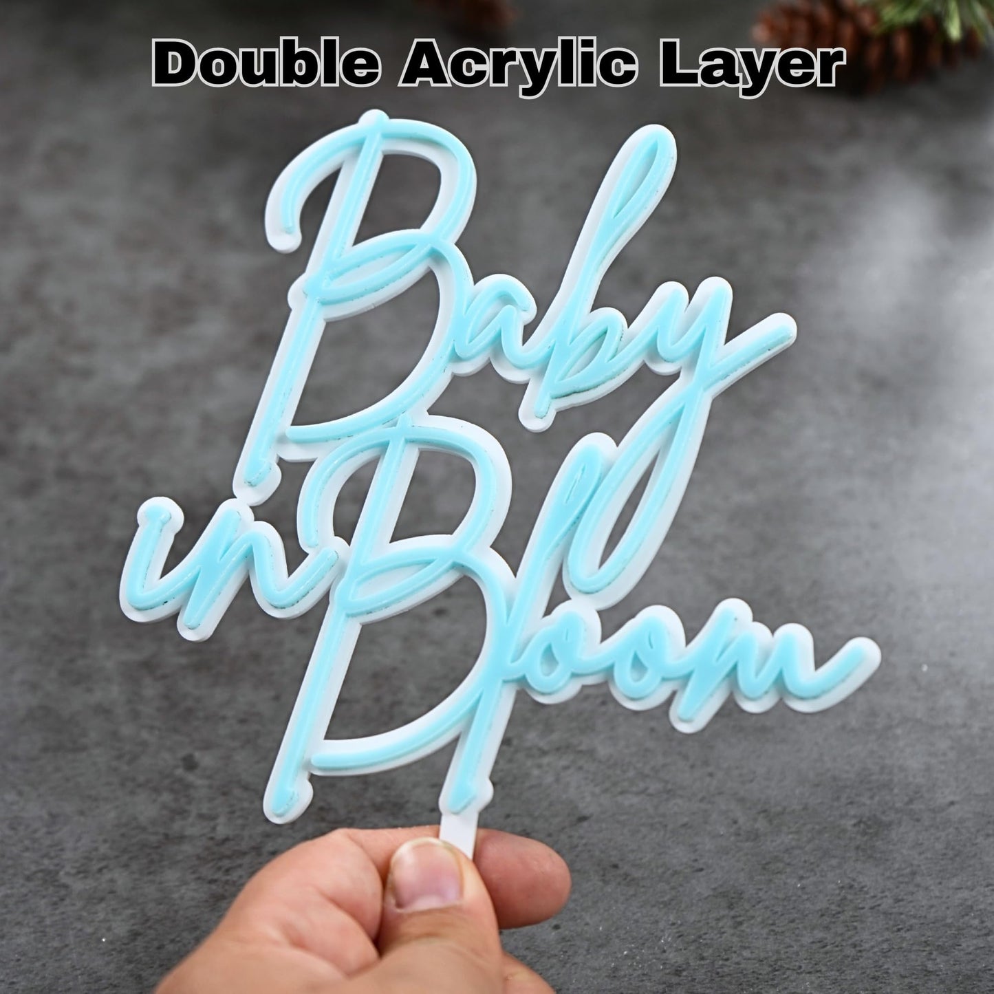Baby in Bloom Double Layer premium acrylic cake topper- 1 pack