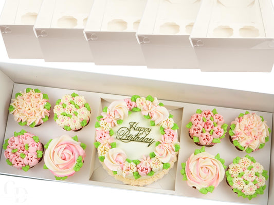Chaney Depot LLC Bento Cake and Cupcake box with 8 cupcake cavities and 1;4-5in Cake Cavity- Clear lid