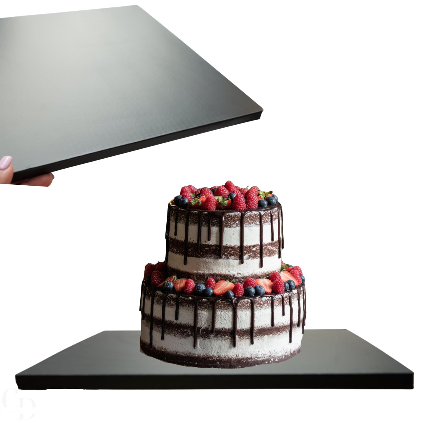 Professional Cake Drum Board, Black Square, Heavy Duty, 12 x 12 Inch, 1/2 Inch Thick-1 Pack