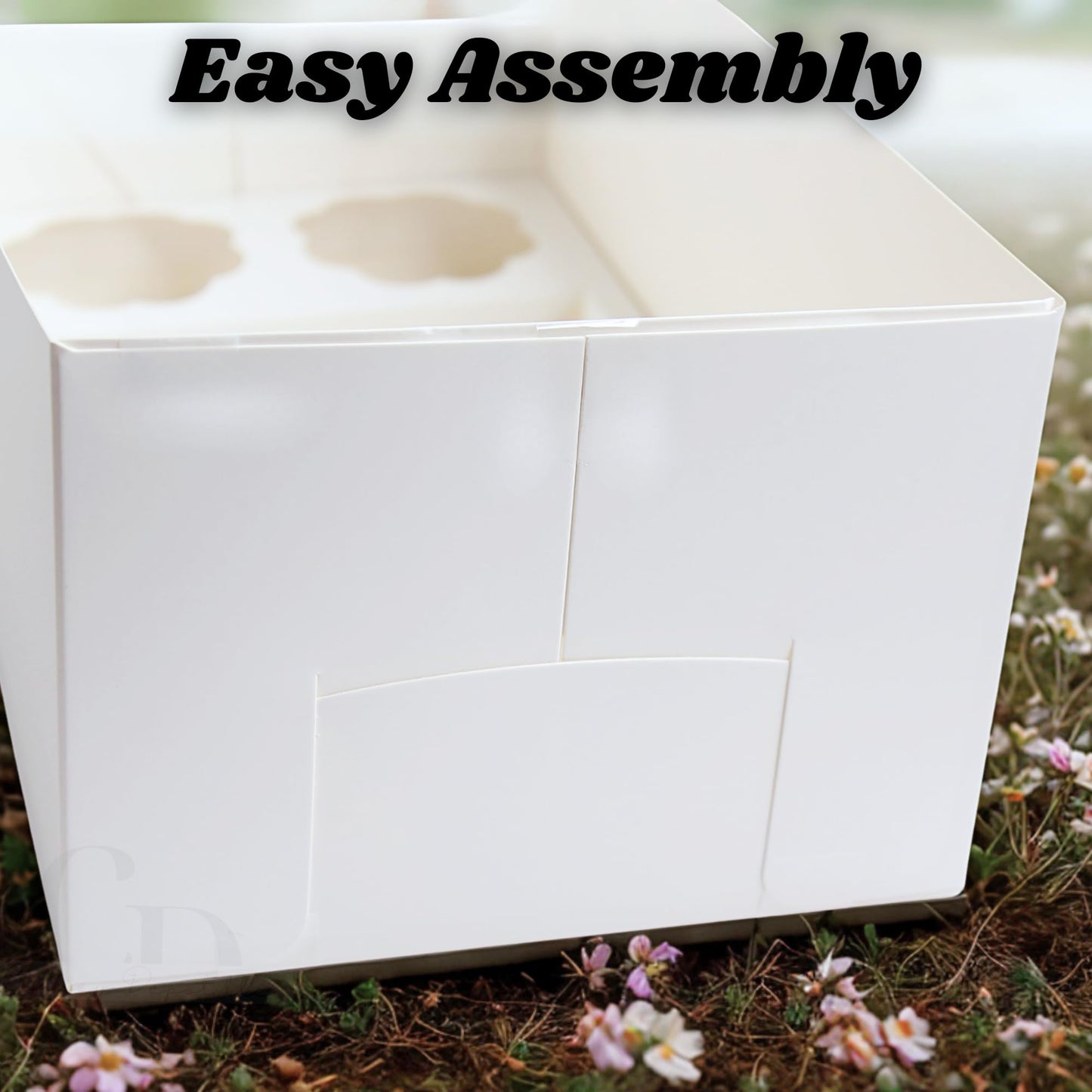 Bento Cake and Cupcake box with 4 cupcakes and a 6x6in slot for 1; 4-5in cake