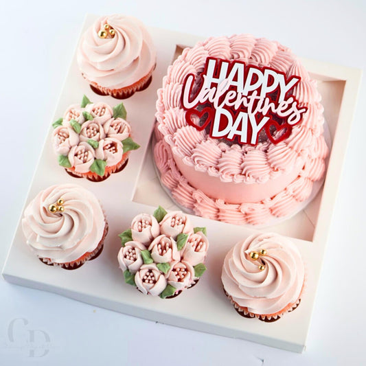 Bento Cupcake and cake box, 5 cupcake cavity space and 1 4-5in cake slot, white box with clear lid