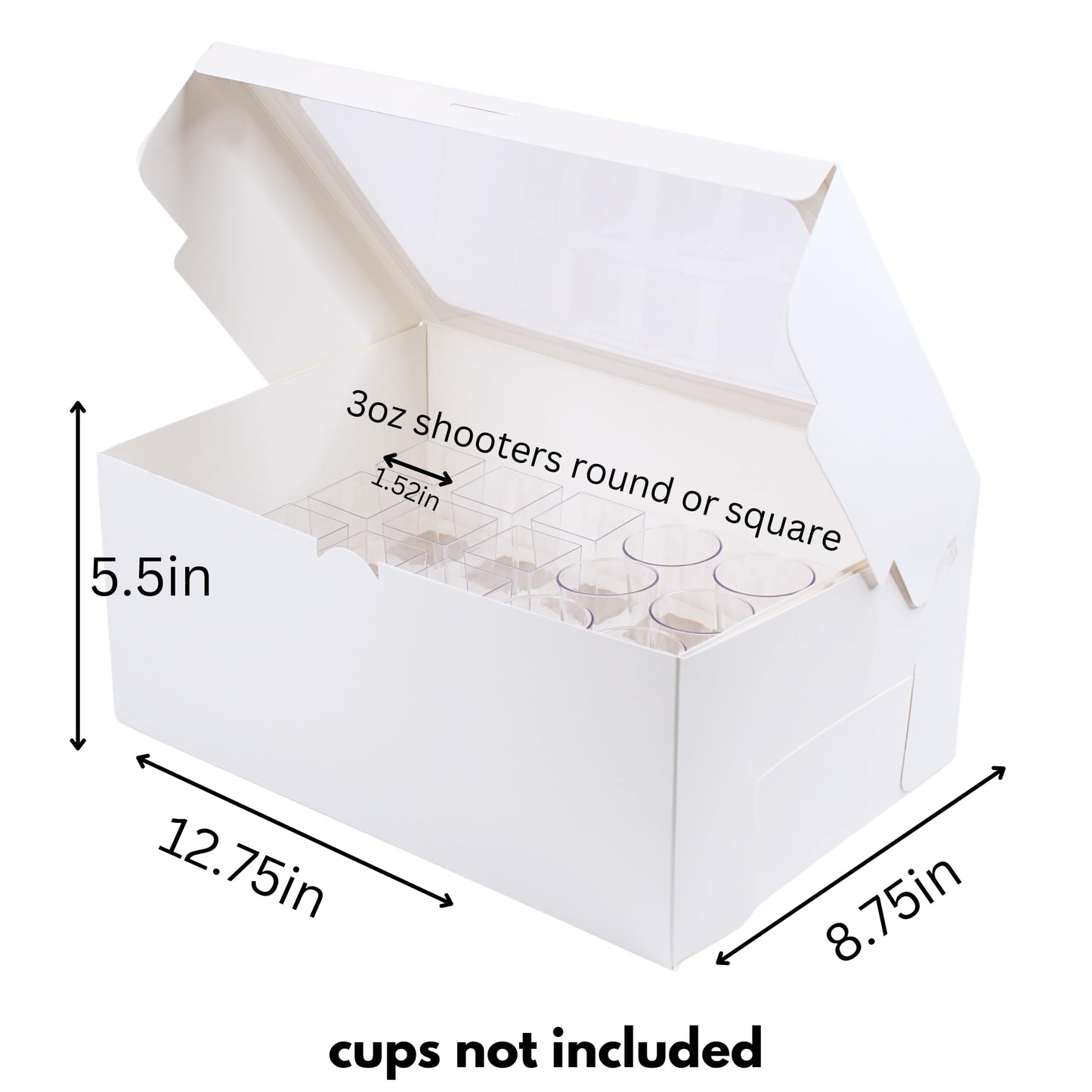 Dessert Shooter Box for 24 3oz cups round and square shooter cups- Paper box