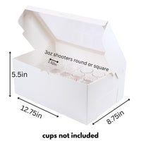 Dessert Shooter Box for 24 3oz cups round and square shooter cups- Paper box