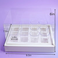 Dessert shooter square and round 3oz cup transport boxes- Clear lid