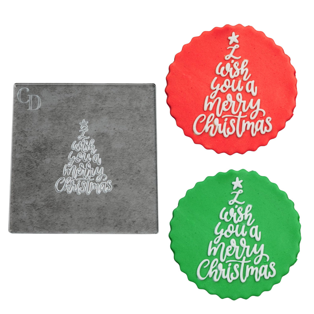 I Wish You a Merry Christmas small Acrylic Embosser for cakes and cupcakes- 1 Pack