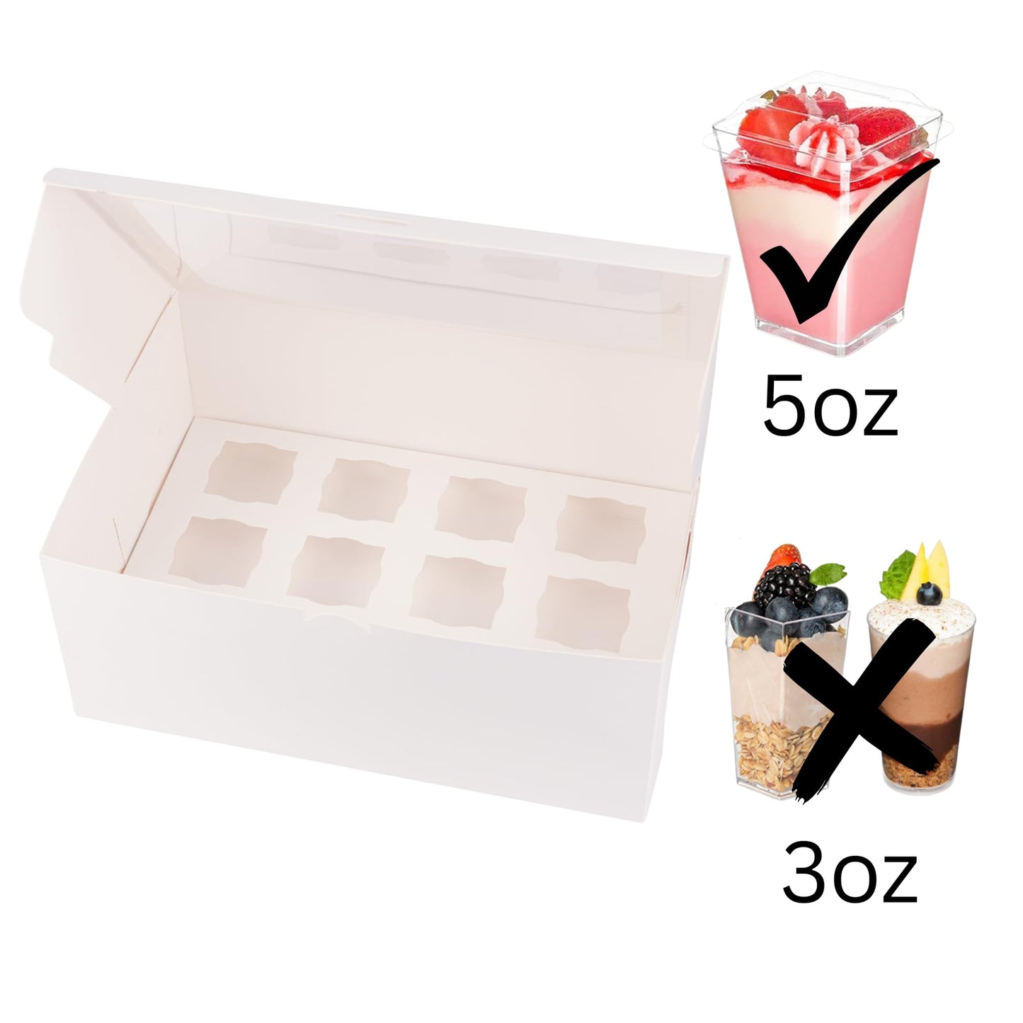Dessert Shooter Box for 12 5oz square and round shooter cups- paper box