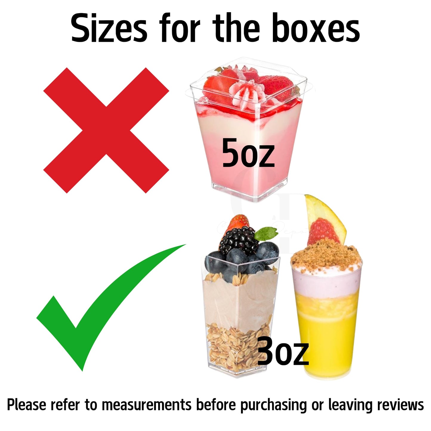 Dessert shooter square and round 3oz cup transport boxes- Clear lid