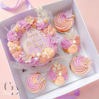 Bento Cupcake and cake box, 5 cupcake cavity space and 1 4-5in cake slot, white box with clear lid