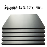 Professional Cake Drum Board, Black Square, Heavy Duty, 12 x 12 Inch, 1/2 Inch Thick, 5 Pack