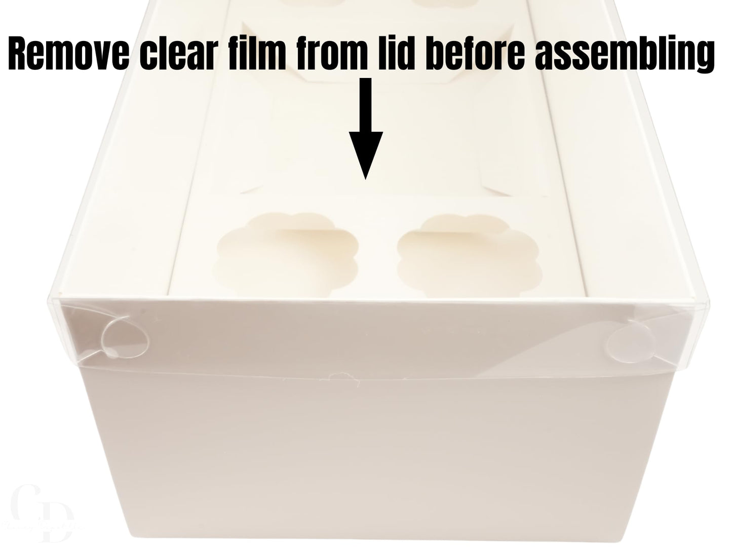 Chaney Depot LLC Bento Cake and Cupcake box with 8 cupcake cavities and 1;4-5in Cake Cavity- Clear lid