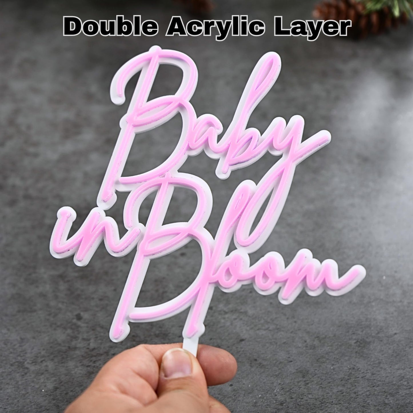 Baby in Bloom Double Layer premium acrylic cake topper- 1 pack