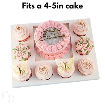 Chaney Depot LLC Bento Cake and Cupcake Box for 8 cupcakes and 1 6x6in slot for a 4-5in cake, Clear Box- 10 Pack