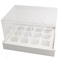 Dessert shooter square and round 3oz cup transport boxes- Clear lid