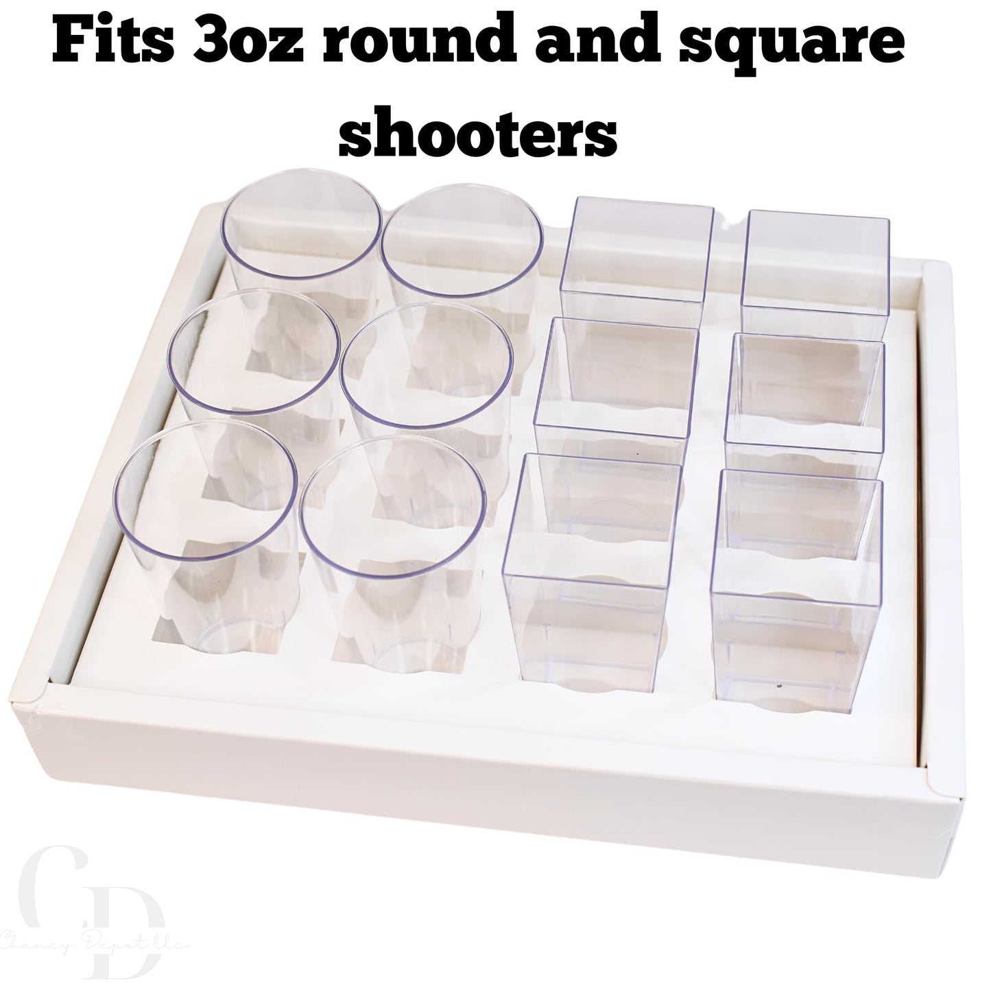 Dessert shooter square and round 3oz cup transport boxes- Clear lid