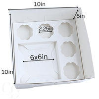 Bento Cupcake and cake box, 5 cupcake cavity space and 1 4-5in cake slot, white box with clear lid