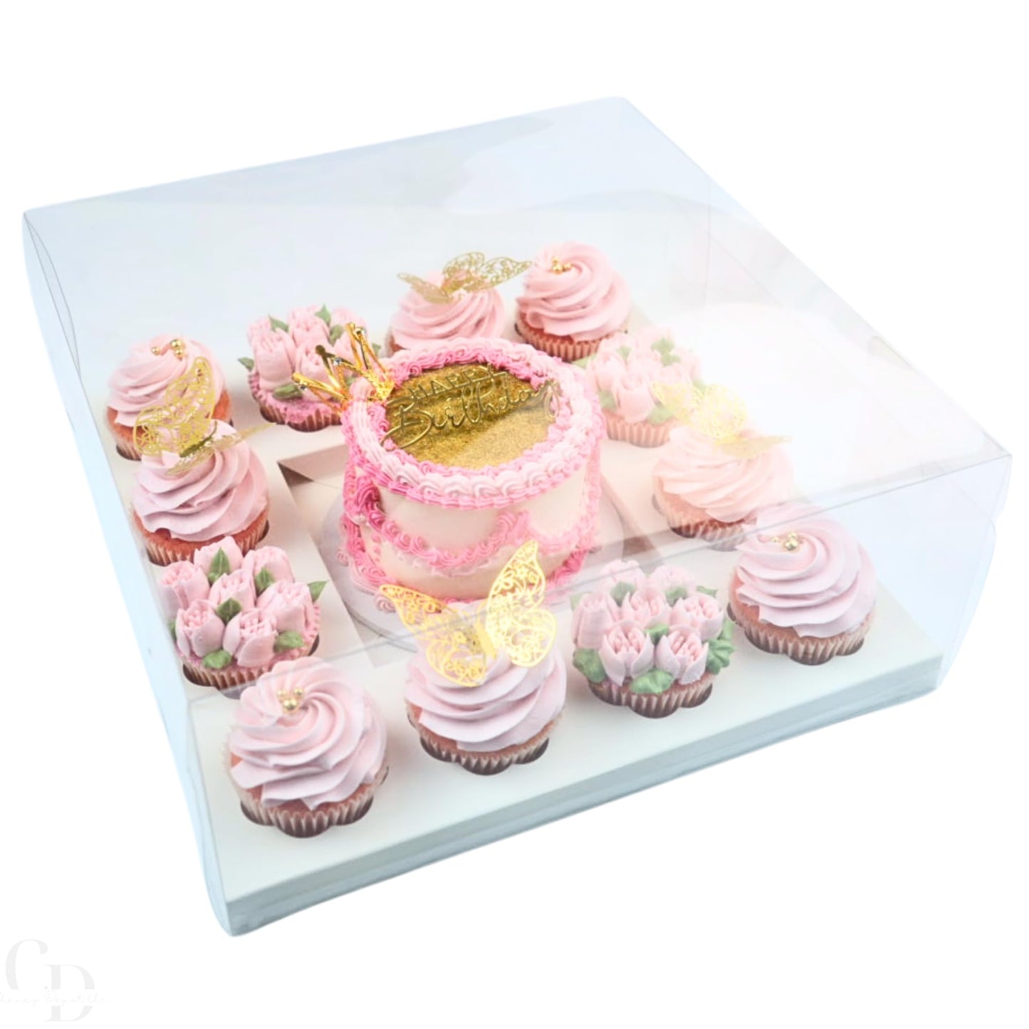Chaney Depot LLC Bento Cake and Cupcake Box with Clear Box,12 Cupcake Insert with 6x6 Cake Cavity- 10 pack
