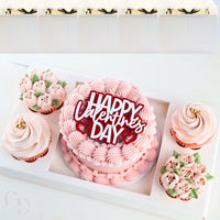Bento Cake and Cupcake box with 4 cupcakes and a 6x6in slot for 1; 4-5in cake