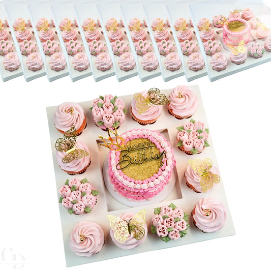 Chaney Depot LLC Bento Cake and Cupcake Box with Clear Box,12 Cupcake Insert with 6x6 Cake Cavity- 10 pack